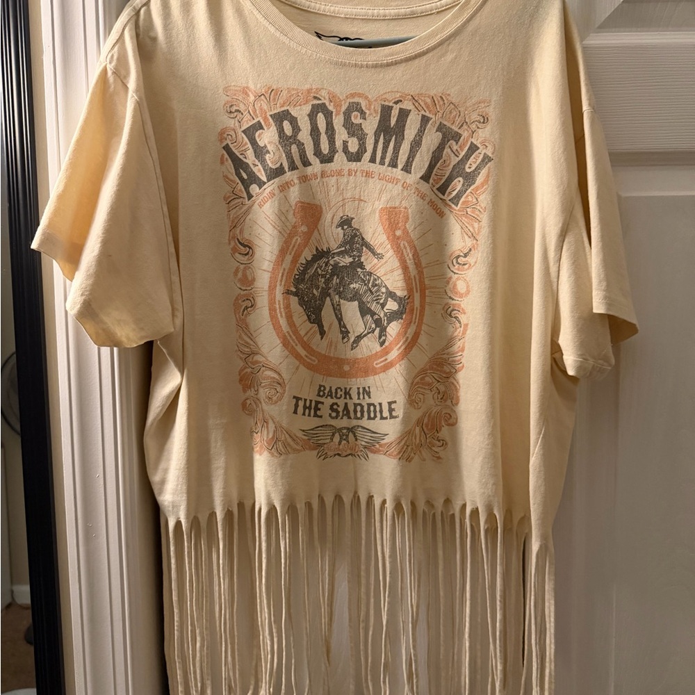 Aerosmith Graphic Fringe Crop Top